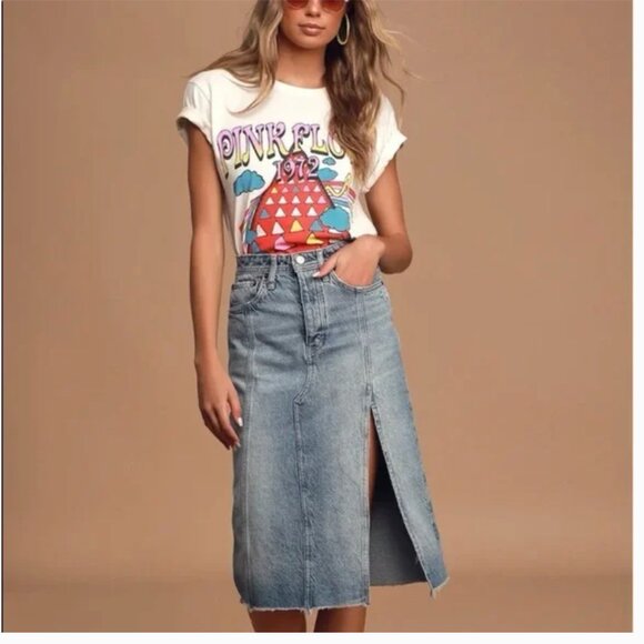 NWOT Free People Mambo Denim Midi Skirt Size 27 - Picture 2 of 16